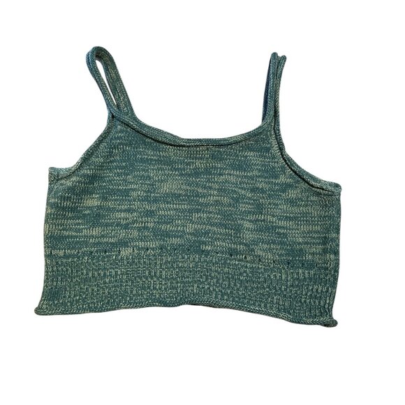 Cider Women's Sleeveless Knit Crop Top Large Green - Picture 1 of 10